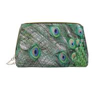 Große Make-up-Tasche, Leder-Kosmetiktasche, Reise-Toilettenartikel-Organizer, Make-up-Tasche, Paon affichant des Plumes, des Ailes Ouvertes