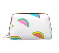 Große Make-up-Tasche, Leder-Kosmetiktasche, Reise-Toilettenartikel-Organizer, Make-up-Tasche, Pastèque colorée drôle