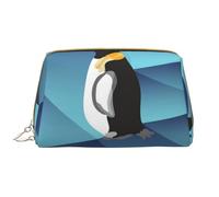 Große Make-up-Tasche, Leder-Kosmetiktasche, Reise-Toilettenartikel-Organizer, Make-up-Tasche, Pingouin polygone Abstrait