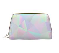 Große Make-up-Tasche, Leder-Kosmetiktasche, Reise-Toilettenartikel-Organizer, Make-up-Tasche, Polygonale holographique irisée Abstraite