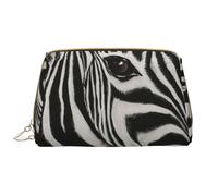 Große Make-up-Tasche, Leder-Kosmetiktasche, Reise-Toilettenartikel-Organizer, Make-up-Tasche, Rayures Zébrées Imprimées Noir Et Blanc