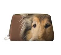 Große Make-up-Tasche, Leder-Kosmetiktasche, Reise-Toilettenartikel-Organizer, Make-up-Tasche, Rough Collie Lassie Chiens Gros Chiens Moelleux Animaux de Compagnie