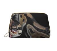 Große Make-up-Tasche, Leder-Kosmetiktasche, Reise-Toilettenartikel-Organizer, Make-up-Tasche, Serpent Python