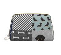 Große Make-up-Tasche, Leder-Kosmetiktasche, Reise-Toilettenartikel-Organizer, Make-up-Tasche, Silhouette de Race de Chien de Compagnie Teckel Noir et feu