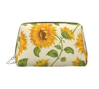 Große Make-up-Tasche, Leder-Kosmetiktasche, Reise-Toilettenartikel-Organizer, Make-up-Tasche, Sories de Tournesol fraîches imprimées