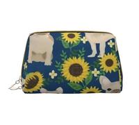 Große Make-up-Tasche, Leder-Kosmetiktasche, Reise-Toilettenartikel-Organizer, Make-up-Tasche, Tournesols Bouledogue français