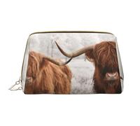 Große Make-up-Tasche, Leder-Kosmetiktasche, Reise-Toilettenartikel-Organizer, Make-up-Tasche, Vache écossaise