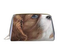 Große Make-up-Tasche, Leder-Kosmetiktasche, Reise-Toilettenartikel-Organizer, Make-up-Tasche, Visage d'épagneul Cavalier King Charles