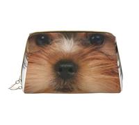 Große Make-up-Tasche, Leder-Kosmetiktasche, Reise-Toilettenartikel-Organizer, Make-up-Tasche, Yorkshire Terrier se Trouve sur Blanc