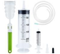 Grosse Seringue, 100/200/300/500ml + 10ml Plastique Seringue de Dosage, Seringue Liquide Réutilisable Seringue avec 1m Cathéter et Brosses pour Mesure Laboratoire Scientifique,Industriels (200ML)
