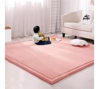 Grosse tapis antidérapant en velours éponge épais pour jeux vidéo, cuisine, chambre d'enfant (150 x 150 cm, rose)