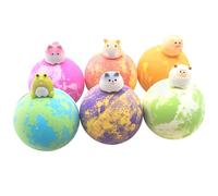 Grosses boules de bain effervescentes avec figurines animales en résine, lot de 6, forme Terre ou planète, soin relaxant pour la peau, bain ludique, décoratif et à offrir en petit cadeau