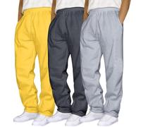 Grosses Et Grandes Sueurs 3 pièces pour Homme, Couleur Unie, pour Course à Pied, Fitness Pantalon De Pyjama Jeune Homme (Yellow, XXXL)