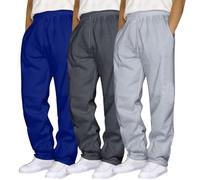 Grosses Et Grandes Sueurs 3 pièces pour Homme, Couleur Unie, pour Course à Pied, Fitness Pantalon De Pyjama Jeune Homme (Blue, XXL)