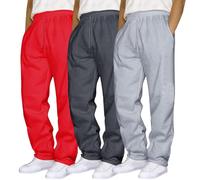 Grosses Et Grandes Sueurs 3 pièces pour Homme, Couleur Unie, pour Course à Pied, Fitness Pantalon De Pyjama Jeune Homme (Red, XL)