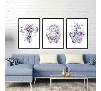 Grossesse Anatomie Affiche Médicale Fœtus Dans L’Utérus Utérus Floral Placenta Art Peinture 3 Pièces Toile Impressions Obstétricien Clinique Cadeaux Décor 30Cmx40Cmx3Pcs Sans Cadre