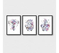 Grossesse Anatomie Affiche MéDicale FœTus Dans L'UtéRus Floral UtéRus Placenta Art Peinture Impressions Sur Toile DéCor De Clinique D'ObstéTricien 40x60cmx3 (16x24"X3) Sans Cadre