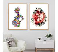 Grossesse aquarelle imprimé floral Wall Art sage-femme cadeau gynécologue Doula éducation médicale affiche toile peinture décoration murale sans cadre-50x70cmx2