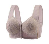 Grossesse Maternité Jetable New Front Buckle Large Size Middle and Elderly Printing Vest Type Wide Straps Underwear Ladies Without Ring Big Size Bra Legging Amincissante Plat (Purple, 42)