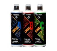 GroTech Corall A, B, C Mélange d'oligo-éléments pour invertébrés Lot de 3 bouteilles de 1000 ml