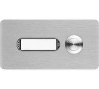 Grothe 55520 Bouton de sonnette avec porte-nom blanc, acier inoxydable V2A (brossé)