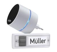 Grothe Kit de sonnette de porte mobile sans fil avec sonnette de porte d'entrée - Portée de 500 m - 13 mélodies - Fonctionnement sur prise - Blanc - Calima 400 (affichage optique du signal par anneau