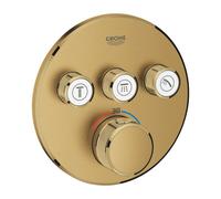 Grotherm Smartcontrol Façade avec Mitigeur Thermostatique pour installation encastrée 3 sorties, Cool Sunrise brossé (29121GN0)