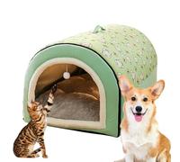 Grotte de chien - Lit et maison pour chat détachables 2 en 1 avec pendentif boule,Maison cachée pour chat, lits chauds et confortables pour chiens de grande taille, lit confortable avec housse pour an
