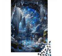 Grotte de Cristal de Glace Puzzles 1000 Pieces Cadeau Unique La Chute de Glace Blues Jeu Éducatif Défi Jouet À De Qualité Supérieure Peinture Art pour Adultes Et Enfants 1000pcs (75x50cm)