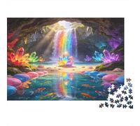 Grotte de Cristal Puzzle 1000 Pièces Papier pour Adultes Chute d Eau Arc en Ciel Jeu de Puzzle 1000 Pièces Détente Famille Décor Cadeau 38x26cm/1000pcs