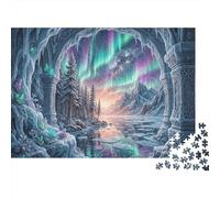 Grotte de Glace AuroraPuzzle Classique 1000 Pièces Complet Glace et Neige de Nuit Polaire pour Grands-Parents Amélioration De La Mémoire Activité Intérieure 70x50cm/1000pcs
