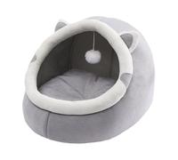 Grotte De Lit De Chat | Lit pour Chat Doux pour Chats D'intérieur,Lit De Couchage pour Chien avec Oreille De Chat, Coussin De Nid Amovible Et Jouet Boule De Fourrure, Accessoire De Couchage pour Chat