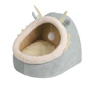 Grotte de lit pour chat - Lit pour chien dinosaure en peluche, nid de couchage pour chaton | Lit de grotte de retraite couvert, lit nid en peluche douce, grotte de sommeil chaude, cachette confortable