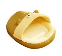 Grotte de lit pour chat pour chats d'intérieur, lit pour chat avec housse | Support de cou semi-fermé Lit de grotte pour chat mignon - Petit lit de maison de chat en peluche douce lavable, tente de ma