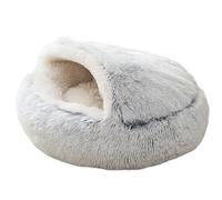 Grotte douce pour chat - Lit léger en tissu avec coussin en peluche, tente en peluche avec intérieur rembourré, maison féline, havre chaud pour chats pour la saison des vacances