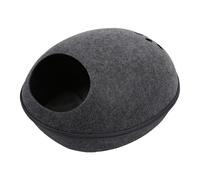 Grotte en feutre avec housse amovible, abri confortable pour chats d'intérieur, fermeture éclair et intérieur spacieux (gris foncé, pour chats de moins de 6,8 kg, dôme en coquille d'œuf)