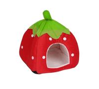 Grotte en forme de fraise avec tapis portable pour petits chiens et chats - Maison pour femmes, hommes, adultes - Jouets pratiques pour souris d'intérieur - Boules interactives - Baguette à plumes