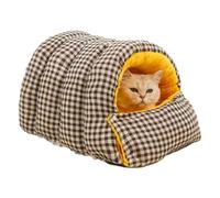 Grotte en Peluche pour Chat, lit Douillet et fermé pour intérieur | Matériaux en peluche douce avec structure fermée pour une chaleur hivernale, conçu pour les chats d'intérieur. Noir L