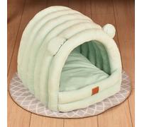 Grotte endormie pour chat, lit doux et chaud pour chatons, petits chiens, chiots, confortable, tapis doux et apaisant pour l'hiver (35 x 33 x 27 cm, vert)