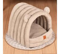 Grotte endormie pour chat, lit doux et chaud pour chatons, petits chiens, chiots, confortable, tapis doux et apaisant pour l'hiver (35 x 33 x 27 cm, gris1)