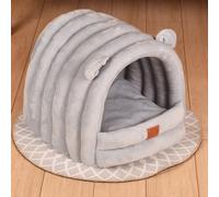 Grotte endormie pour chat, lit doux et chaud pour chatons, petits chiens, chiots, confortable, tapis doux et apaisant pour l'hiver (35 x 33 x 27 cm, gris2)