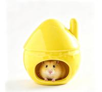 Grotte Hamster Céramique Forme Maison, Rafraîchissante for Animaux Compagnie Toutes Saisons, Décor D'habitat Coloré Durable Facile Nettoyer, for Nain, Gerbille, Souris Cochon d'Inde(Jaune)