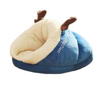 Grotte igloo épaisse et chaude pour chat, chaton cachette en peluche super douce - Niche de couchage pour animal domestique (60 x 40 x 35 cm, bleu)