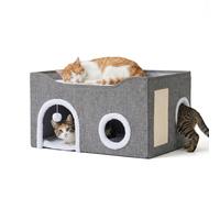 Grotte/maison pour chat, cachette douillette, griffoir, balle, lit pliable