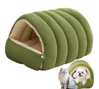 Grotte pour Animaux de Compagnie en Peluche Confortable et chaleureuse, lit Confortable pour Chien et Chat Monstre, Tente pour Chats endormis, Maison pour Chat d'intérieur avec Coussin (Green,S)