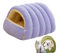 Grotte pour Animaux de Compagnie en Peluche Confortable et chaleureuse, lit Confortable pour Chien et Chat Monstre, Tente pour Chats endormis, Maison pour Chat d'intérieur avec Coussin (Purple,L)