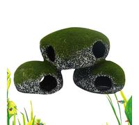 Grotte pour aquarium - 7,4 x 4,25 x 3,23 pouces - Abri réaliste avec mousse | Cave d'Ish | Pour crevettes, reptiles, serpents, terrariums, eau salée, eau douce, qui s'intègre parfaitement dans
