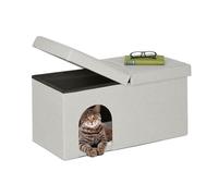 Relaxdays Grotte pour chat pratique – banc robuste, cachette, 38,5×74,5×37 cm – beige