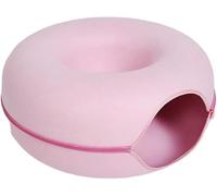 Grotte pour chat d'intérieur - Grand tunnel pour plusieurs - Lit pour chat Peekaboo amovible pour chaton jusqu'à 20,4 kg (rose, S)