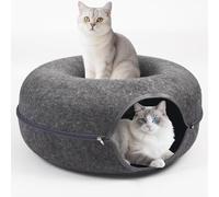Grotte pour chat d'intérieur - Grand tunnel pour plusieurs - Lit pour chat - Refuge pour chaton et chaton jusqu'à 20,4 kg (gris foncé, taille S)